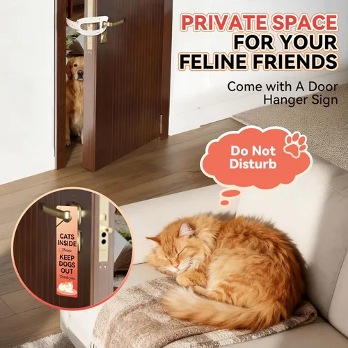 Miniatura 7 de TGIOW Pestillo de puerta para gatos, 2 pestillos de puerta para gatos que mantienen a los perros fuera de la caja de arena y alimentos, tapón