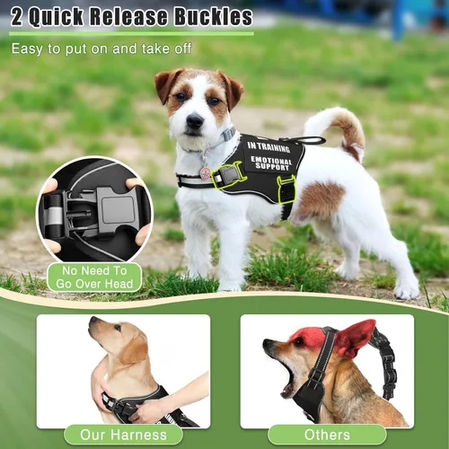 Miniatura 2 de Arnés de chaleco para perro de servicio+Etiqueta de identificación+10 parches, etiqueta de perro de servicio metálica y chaleco reflectante de apoyo
