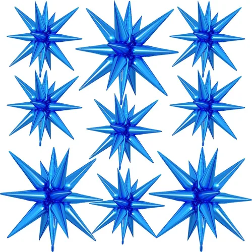 Miniatura 30 de 9 piezas de globos de estrella beige, grandes globos de papel de aluminio en forma de estrella en explosión, globos de Mylar en punta color crema
