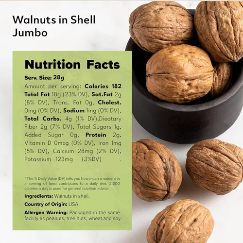Miniatura 2 de NUTS U.S. Nueces con cáscara, cultivadas y empaquetadas en California, variedad Chandler, sabor a mantequilla fresco y fácil de agrietar, nueces