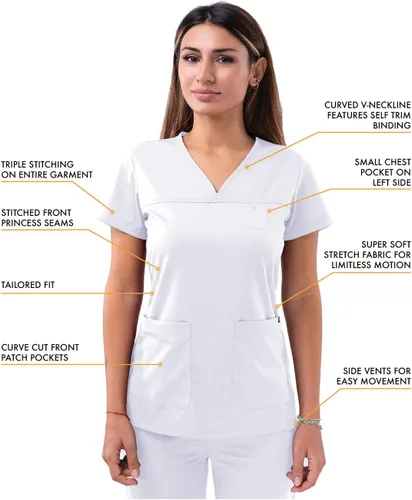 Miniatura 3 de Adar Pro - Conjunto de ropa quirúrgica que facilita el movimiento para mujer, blusa quirúrgica con cuello en V en corazón y pantalón quirúrgico