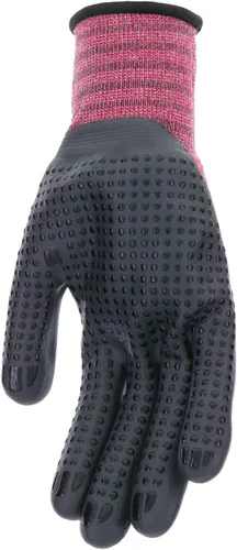 Miniatura 4 de Guantes de jardinería para mujer Mud Grip de tejido de nylon sin costuras, resistentes al agua, con palma de nitrilo punteado Rosa
