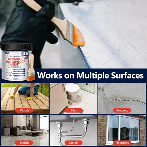 Miniatura 5 de Sellador impermeable de 35 onzas, revestimiento impermeable transparente, a base de agua, agente impermeable invisible a base de agua para techo