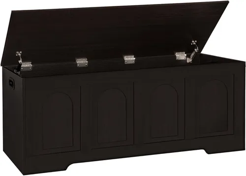 Miniatura 12 de DINZI LVJ Baúl de almacenamiento, caja de juguetes de madera de 39.4 pulgadas con 2 bisagras de seguridad, banco de zapatos de entrada con tapa