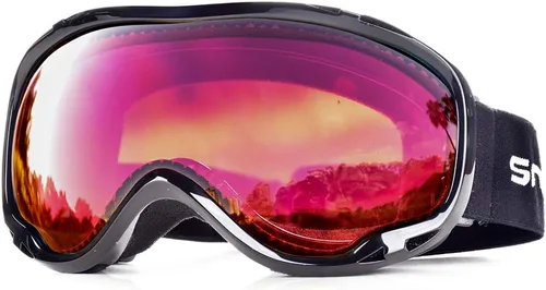 Miniatura 8 de Gafas de esquí para esquí, snowboard, motos de nieve para hombres, mujeres y adultos, antivaho 100% protección UV A2-marco blanco brillante/lente