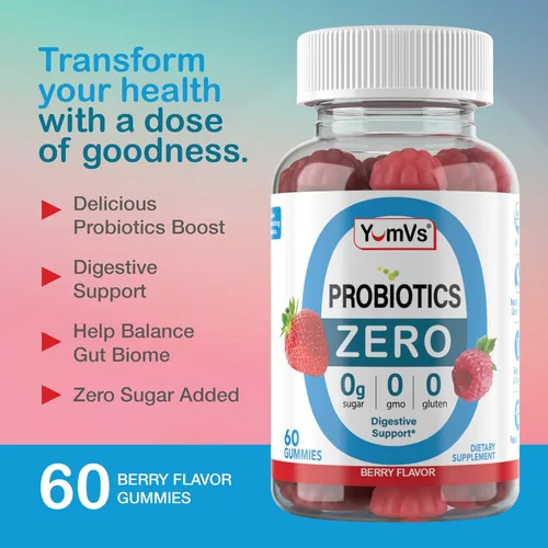 Miniatura 3 de YUM-V'S Gomitas probióticas sin azúcar - Probióticos para hombres y mujeres para ayudar a apoyar la función digestiva - Probiótico para adultos