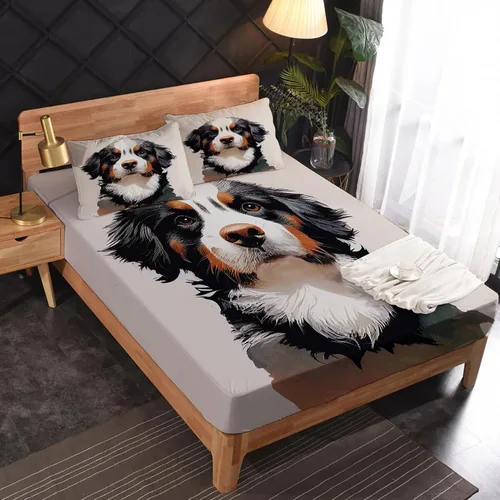Miniatura 2 de Bernese Mountain Dog Sábanas tamaño individual – Sábanas de microfibra suave y bolsillo profundo y sábanas estampadas sin arrugas, 3 piezas
