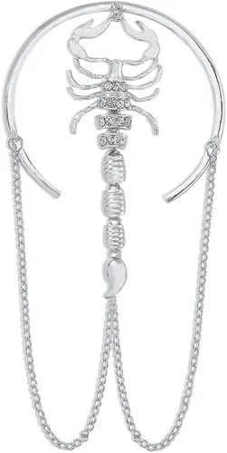 Miniatura 6 de Jumwrit Pulsera de brazo superior con diamantes de imitación, brazalete de brazo de araña, brazalete de pulsera, cadena de borlas, accesorios