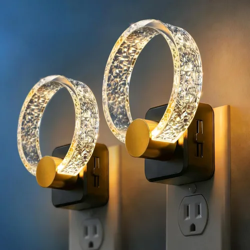 Miniatura 17 de DORESshop Luces nocturnas LED enchufables a la pared, luz nocturna regulable de 3 niveles, luz nocturna decorativa de burbujas, sensor de atardecer
