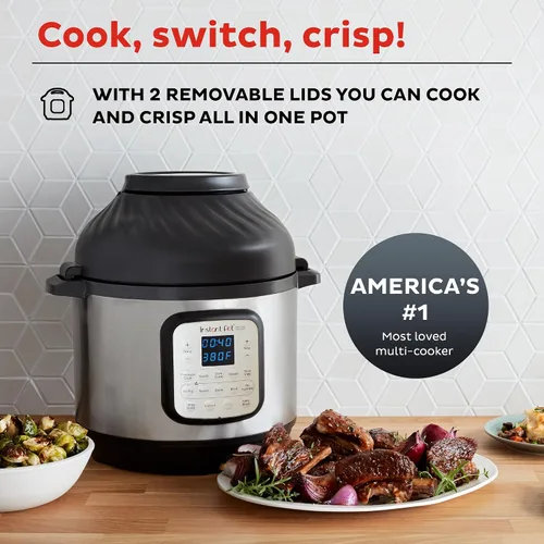 Miniatura 9 de Instant Pot Duo Crisp - Freidora de aire y olla a presión eléctrica combo 11 en 1 con tapas multicocina que fríe al aire, vaporiza, cocina lenta