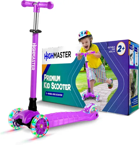 Miniatura 12 de HighMaster - Patinete para niños – Patinete de 3 ruedas para niños y niños pequeños – Manillar ajustable con luces LED en las ruedas – Diversión