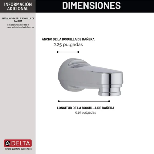 Miniatura 3 de Delta Grifo RP17453 CAÑO DE BAÑERA, Talla Única, Cromado Cromo