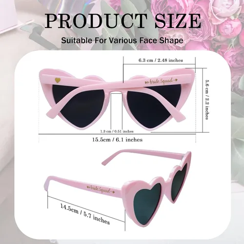 Miniatura 2 de LADY&HOME 10 lentes de sol de despedida de soltera en forma de corazón para despedidas de soltera, suministros para bodas, gafas de sol