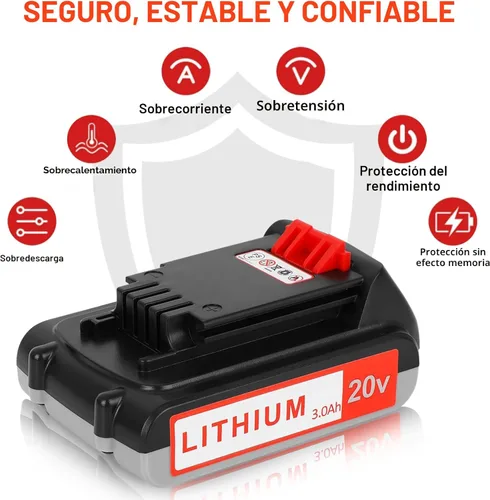 Miniatura 2 de Totoplus Batería de repuesto para Black and Decker: Baterías de 3.0Ah 20 voltios compatibles con herramientas eléctricas inalámbricas LBXR20