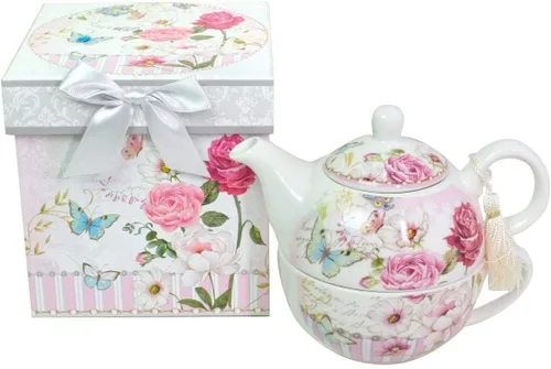 Miniatura 8 de Juego de té de porcelana de hueso Lightahead para una persona en diseño de pájaro azul, en atractiva caja de regalo reutilizable hecha a mano