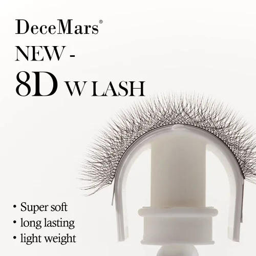 Miniatura 8 de DeceMars Extensiones de pestañas en forma de W 8D de 0.003 in, rizo C 8-12, bandeja mixta, racimos de volumen de aspecto natural, color negro mate