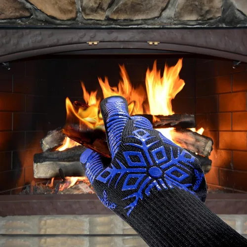 Miniatura 4 de Guantes para horno de barbacoa, guantes de parrilla, resistentes al calor y al fuego, silicona de 1472 ℉, muñeca no extendida para mayor seguridad