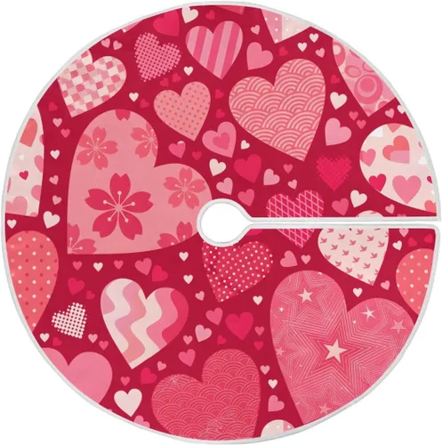 SUABO Falda de árbol de Navidad con corazón de feliz San Valentín, 48 pulgadas, tapete de puerta de árbol rosa para decoración de fiestas,