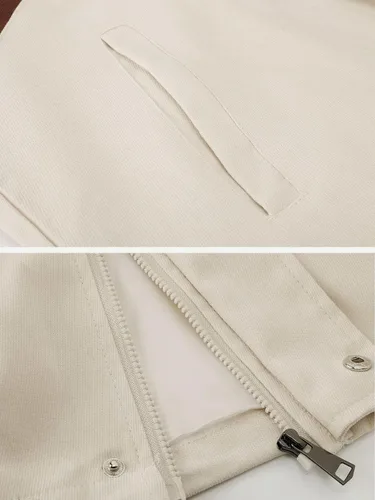 Miniatura 6 de Aelfric Eden Chaquetas de motocicleta para hombre, chaqueta universitaria, chaqueta vintage con estampado de letras, chaqueta de retazos beige