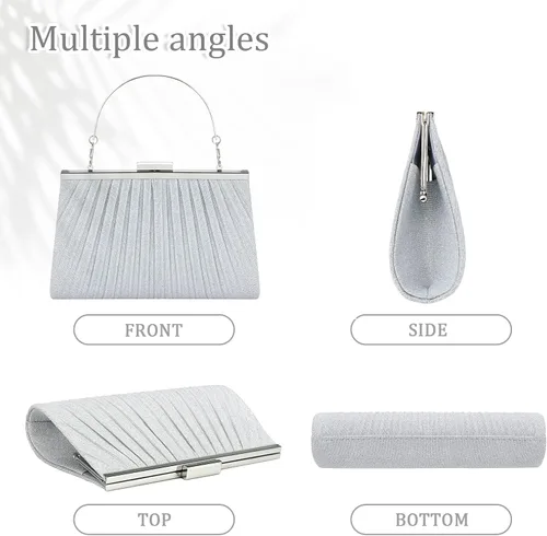 Miniatura 4 de YYW Bolso de mano para mujer, bolso brillante con asa superior, bolsa de noche, bolsa cruzada, bolsa de hombro para boda, fiesta, baile de graduación
