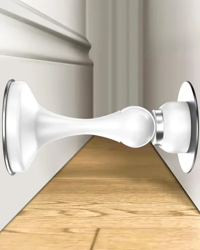 Miniatura 17 de Topes magnéticos para puerta, paquete de 4, topes de puerta de acero inoxidable para montaje en pared y piso, soporte de puerta mantiene la puerta