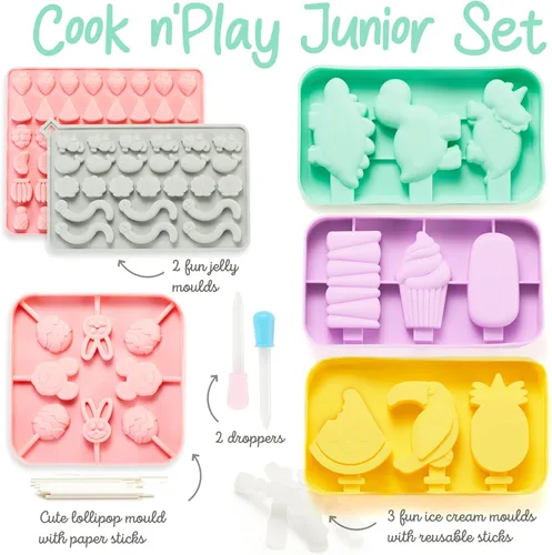 Miniatura 3 de GET FRESH Juego de herramientas para hacer helados y dulces para niños, 8 moldes de silicona para hacer helados de gelatina para niños, moldes