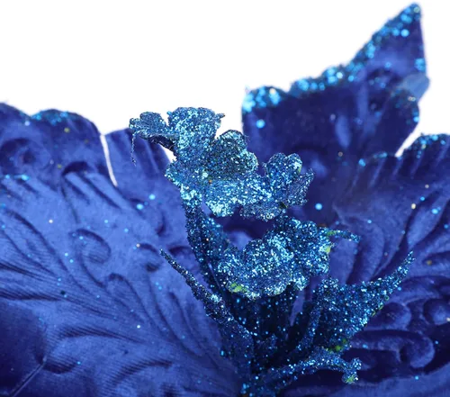 Miniatura 7 de 6 adornos para árbol de Navidad de Pascua con purpurina, flores artificiales de Navidad, accesorios florales con tallo, flores de franela sintética