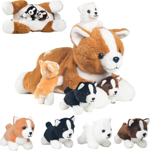 Miniatura 10 de 5 en 1 Gato de Peluche con Gatitos Bebés, 1 Mamá Gato Naranja de Peluche con 4 Gatitos de Peluche Lindos Juguetes de Gato para Niñas y Niños