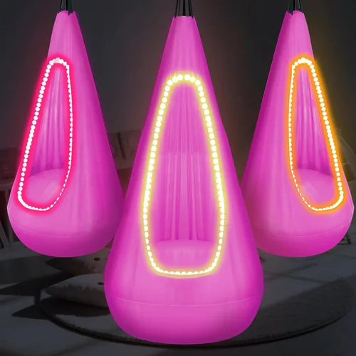Miniatura 8 de Silla de columpio para niños con luz, columpio sensorial con arnés colgante y hamaca, columpio sensorial mejorado para niños con luces LED USB hasta