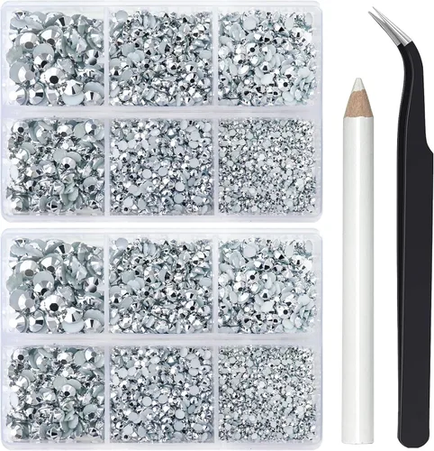 Miniatura 11 de Briskbloom 10000 piezas de diamantes de imitación con parte posterior plana para manualidades, zapatos, ropa, kit de circonita azul/circonita azul