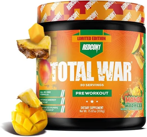 Miniatura 12 de REDCON1 Total War - Suplemento para antes del entrenamiento, Uva - Preentrenamiento con cafeína de acción rápida para hombres + mujeres con beta