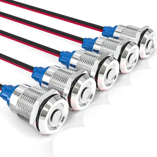 Miniatura 21 de GASHER Luz indicadora de ahorro de energía de 110V/24V/12V 20mA Tamaño del orificio de montaje 0.472 in (1/2 pulgada) Verde, Amarillo, Rojo, Azul