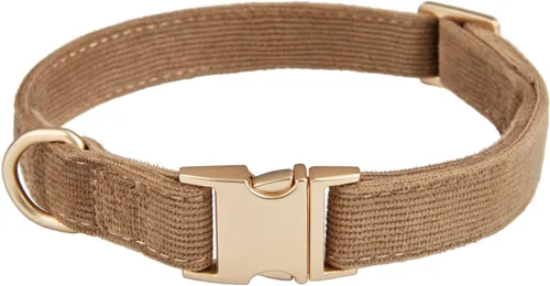 Miniatura 13 de Collar de perro de corduroy suave con hebilla de metal de alta calidad, para perros medianos. (Blanco, Mediano: 12-19")