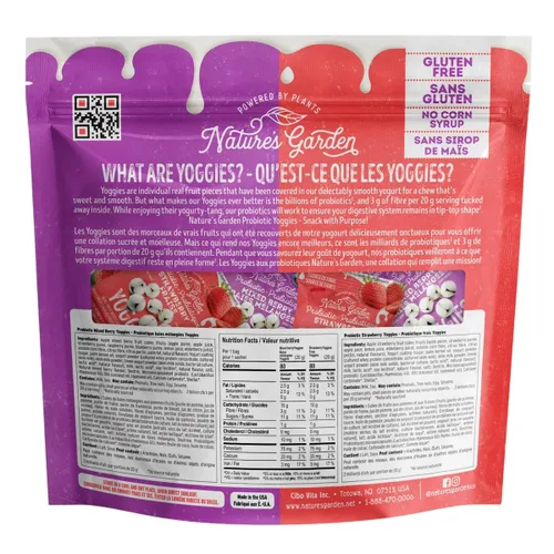 Miniatura 3 de Nature's Garden Probiotic Yoggies - Paquete múltiple de 21 onzas (fresa 15 x 0.7 onzas + bayas mixtas de 15 x 0.7 onzas) aperitivo saludable