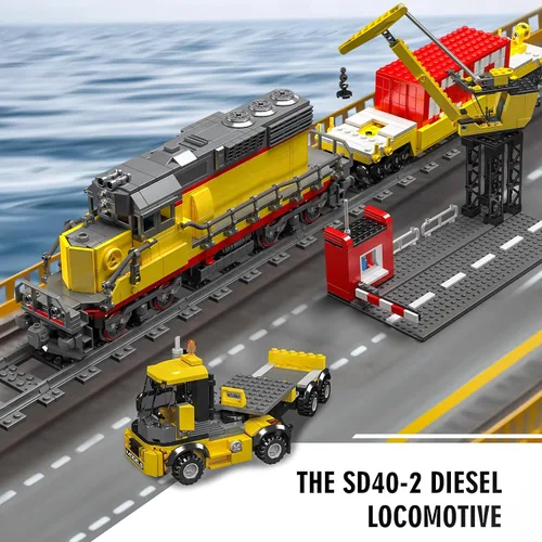 Miniatura 2 de Mould King 12027 MOC Technology EMD SD40-2 - Juego de bloques de construcción de trenes de locomotora diésel, con control remoto, 1170 piezas