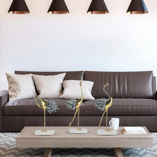 Miniatura 2 de Suruim - Acentos de decoración dorados, estatuas de pájaros de latón, adornos de cristal modernos para sala de estar, dormitorio, escritorio de Azul