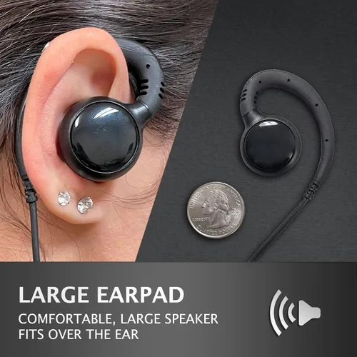 Miniatura 4 de PROMAXPOWER Auricular giratorio PTT de dos vías con forma de C de 1 cable para Motorola CP88, CP100, CP185, CP200D, CLS1110, CLS1410, RDM2070d