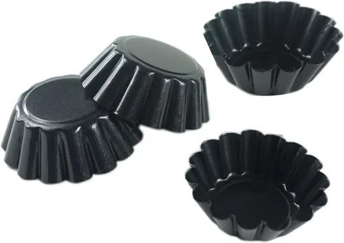 Miniatura 4 de 12 paquetes de moldes para tarta de huevo, mini moldes de acero al carbono de 2.6 pulgadas, antiadherentes reutilizables, molde para magdalenas