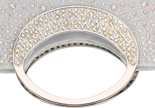 Miniatura 6 de Dexmay - Bolso de mano con diamantes de imitación con asa de cristal para boda, fiesta, elegante bolso de mano para mujer