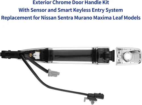 Miniatura 2 de Manijas de puerta exteriores cromadas (2 unidades, izquierda y derecha) con sensor de entrada de llave inteligente, compatible con Nissan
