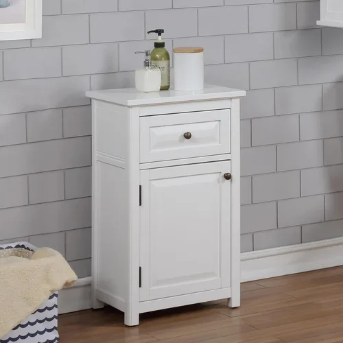 Miniatura 11 de Alaterre Furniture Dorset - Estantería de baño de 13 pulgadas de profundidad con estantes ajustables, armario de baño blanco para toallas, artículos