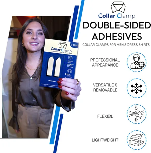 Miniatura 3 de Adhesivos de doble cara para el cuello, crujientes, extraíbles, insertos de cuello, moldeador de cuello para camisas de vestir para hombres, 3