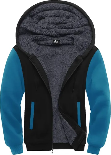Miniatura 23 de SCODI Sudaderas con capucha para hombre, forro polar pesado, cremallera completa, forro de sherpa grueso, chaqueta con capucha