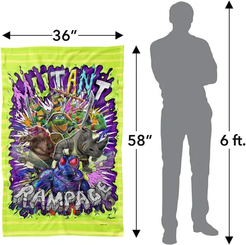 Miniatura 4 de LOGOVISION Teenage Mutant Ninja Turtles: Mutant Mayhem Blanket, 36"x58" Turtle Vs Baddies - Manta polar