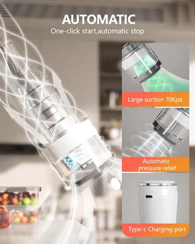 Miniatura 7 de Sellador al vacío de mano para alimentos con tanque de agua visible, potente máquina selladora al vacío compacta con 30 bolsas de vacío