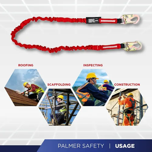 Miniatura 6 de Palmer Safety ATERET Bundle - Arnés de Seguridad de Cuerpo Completo 1D, Cordón de Seguridad de 6', Correa de Anclaje de 4', Kit de Detención Cumple