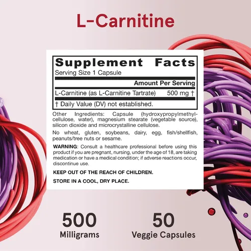 Miniatura 6 de Jarrow Formulas L-Carnitina 500 mg - Cofactor importante para la producción de energía (ATP) a partir de grasas - L-carnitina como tartrato