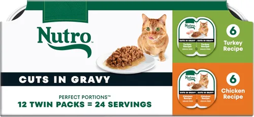 Miniatura 13 de Nutro Perfect Portions - Paquete múltiple de cortes de comida húmeda para gatos en salsa, recetas de carne de res húmeda, atún y pollo, bandejas