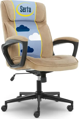 Serta® Hannah Silla ejecutiva para oficina en casa, ergonómica de respaldo medio con soporte lumbar, cojín de asiento firme, almohadas corporales en