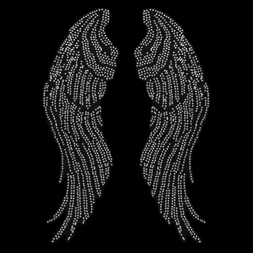Miniatura 2 de Ala de ángel grande para planchar en Hot Fix Rhinestone Transfer Bling Motif Diamond Applique 1 par